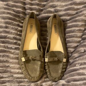 Salvatore Ferragamo Olive Suede Loafers